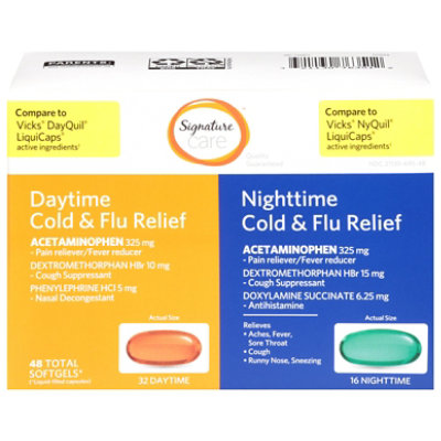 Signature Select/Care Cold & Flu Relief Daytime & Nighttime Softgel - 48 Count