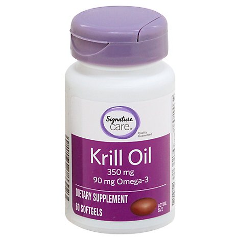 Signature Care Krill Oil 350mg Dietary Supplement Softgel - 60 Count