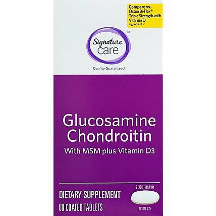 Signature Care Glucosamine Chondroitin With MSM Vitamin D3 Dietary Supplement Tablet - 80 Count - Image 3