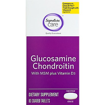 Signature Care Glucosamine Chondroitin With MSM Vitamin D3 Dietary Supplement Tablet - 80 Count - Image 2