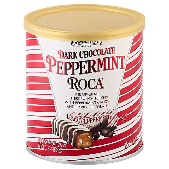 ROCA Toffee Buttercrunch With Peppermint Candy And Dark Chocolate Can - 9 Oz