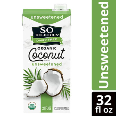 So Delicious Unsweetened Plain Dairy Free Organic Shelf Stable Coconut Milk Quart - 32 Fl. Oz.