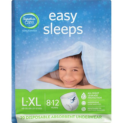 Signature Care Easy Sleep Boy Disposable Overnight Underwear Large To Extra Large - 20 Count - Image 2