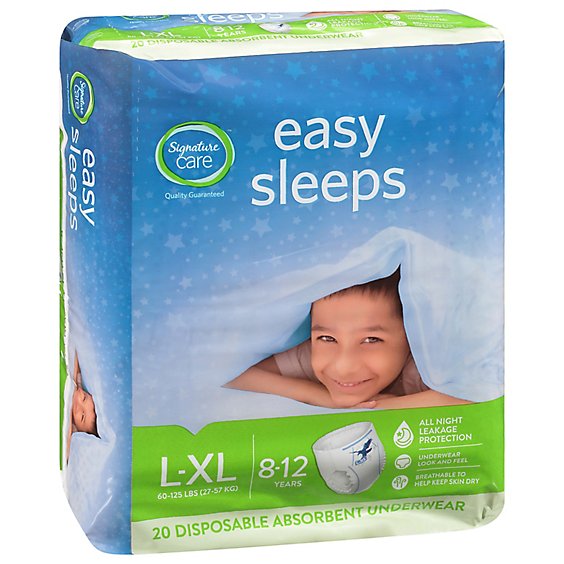 Signature Care Easy Sleep Boy Disposable Overnight Underwear Large To Extra Large - 20 Count