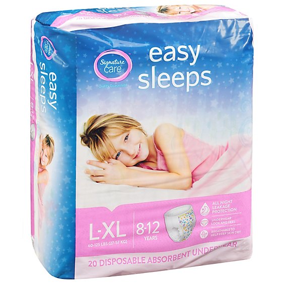 Signature Care Easy Sleep Girl Disposable Overnight Underwear Large To Extra Large - 20 Count