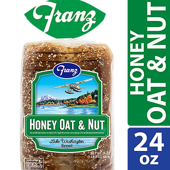 Franz Sandwhich Bread Lake Washington Honey Oat & Nut - 24 Oz