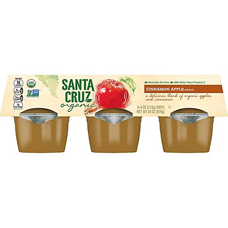 Santa Cruz Organic Apple Sauce Cinnamon - 6-4 Oz