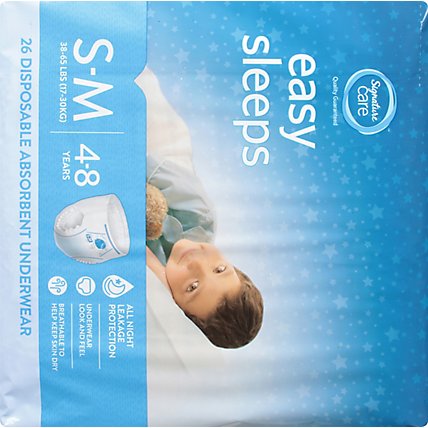 Signature Care Easy Sleep Boy Disposable Overnight Underwear Small To Medium - 26 count  - Image 3