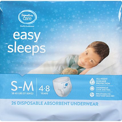 Signature Care Easy Sleep Boy Disposable Overnight Underwear Small To Medium - 26 count  - Image 2