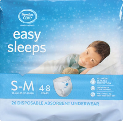 Signature Select/Care Easy Sleep Boy Disposable Overnight Underwear Small To Medium - 26 count - Image 2