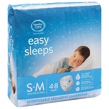 Signature Care Easy Sleep Boy Disposable Overnight Underwear Small To Medium - 26 count  - Image 1