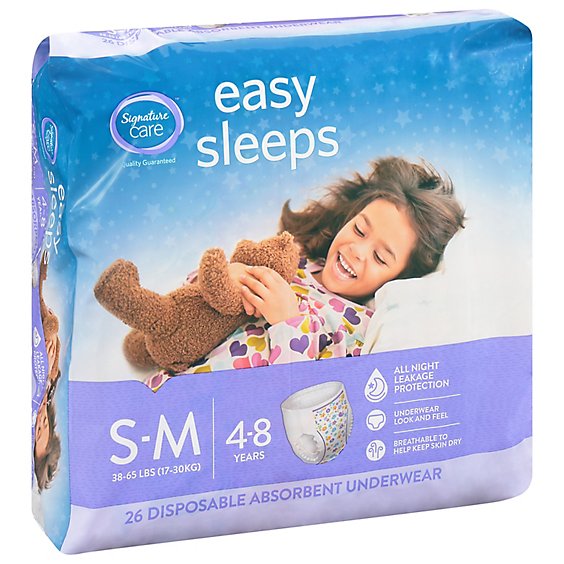 Signature Care Easy Sleep Girl Disposable Overnight Underwear Small To Medium - 26 Count