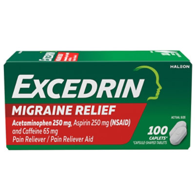 Excedrin Pain Reliever and Aid Migraine Caplets - 100 Count - Image 1