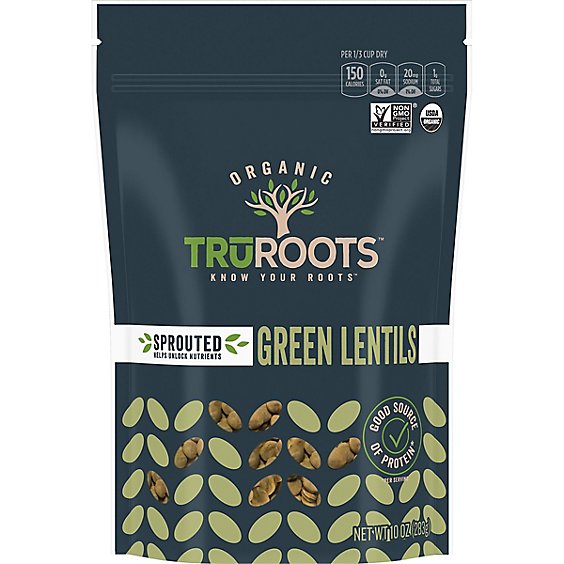 truRoots Organic Lentils Green Sprouted - 10 Oz