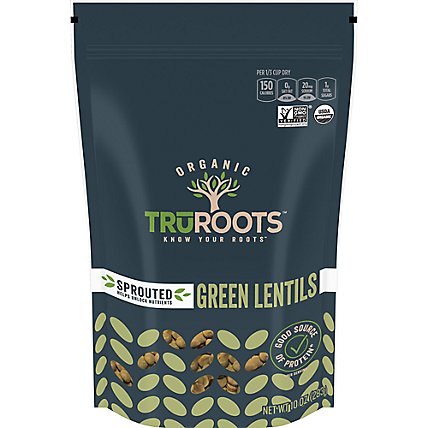 truRoots  Certified USDA Organic Non GMO Project Verified Organic Sprouted Green Lentils - 10 Oz - Image 1