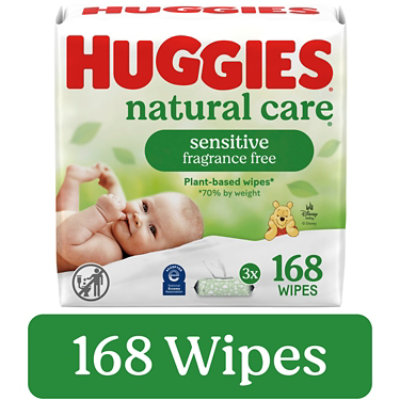 Huggies Natural Care Sensitive Fragrance Free Baby Wipes 3 Flip-Top Packs - 168 Count - Image 2