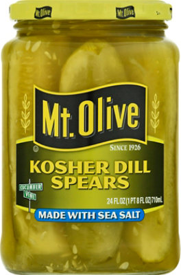 Mt. Olive Pickles Spears Kosher Dill Made with Sea Salt - 24 Fl. Oz. - Image 1