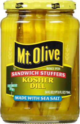 Mt. Olive Pickles Sandwich Stuffers Kosher Dill Made with Sea Salt - 24 Fl. Oz. - Image 1