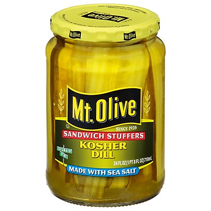 Mt. Olive Pickles Sandwich Stuffers Kosher Dill Made with Sea Salt - 24 Fl. Oz. - Image 1