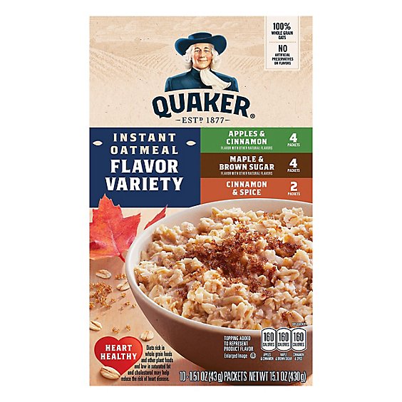 Quaker Oatmeal Instant Flavor Variety - 10-1.51 Oz