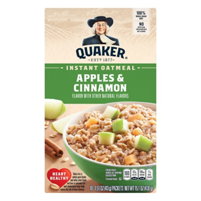 Quaker Oatmeal Instant Apples & Cinnamon - 10-1.51 Oz - Image 1