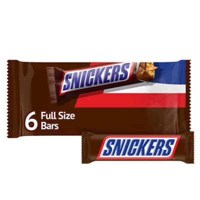 Snickers Full Size Chocolate Candy Bars 6 Count - 11.16 Oz - Image 1