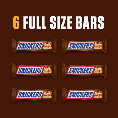 Snickers Full Size Chocolate Candy Bars 6 Count - 11.16 Oz - Image 1