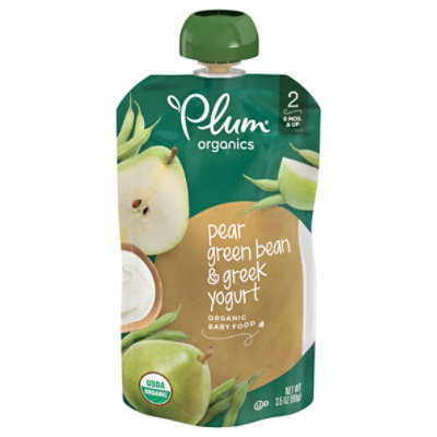 Plum Organics Baby Food Stage 2 Green Bean Pear & Greek Yogurt - 4 Oz - Image 2