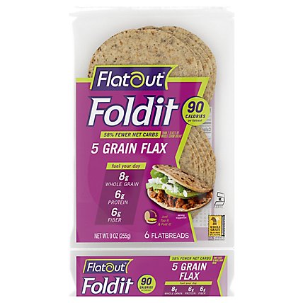 Flatout Foldit Flatbread Artisan 5 Grain Flax - 9 Oz - Image 2