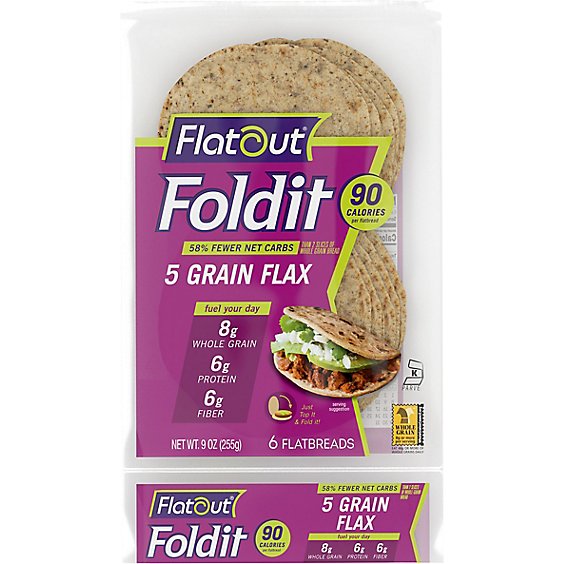 Flatout Foldit Flatbread Artisan 5 Grain Flax - 9 Oz