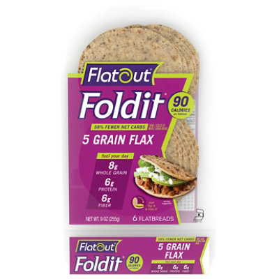 Flatout Foldit Flatbread Artisan 5 Grain Flax - 9 Oz - Image 1