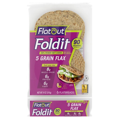 Flatout Foldit Flatbread Artisan 5 Grain Flax - 9 Oz