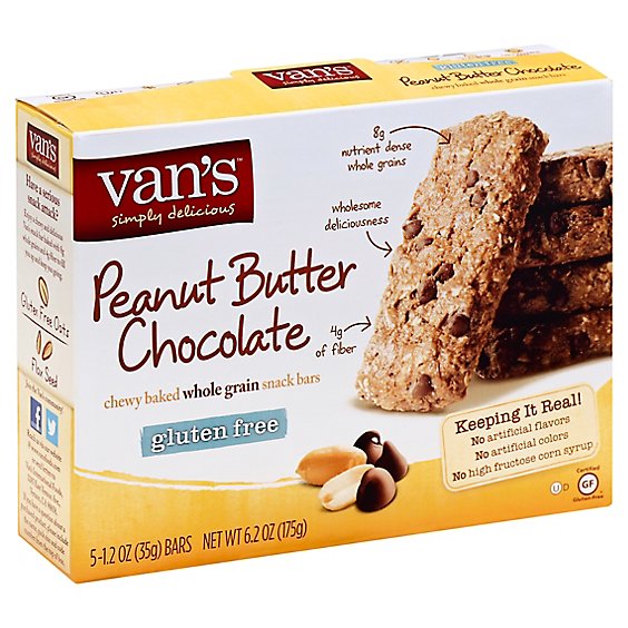 Vans Snack Bars Chewy Baked Whole Grain Peanut Butter Chocolate - 6.2 Oz