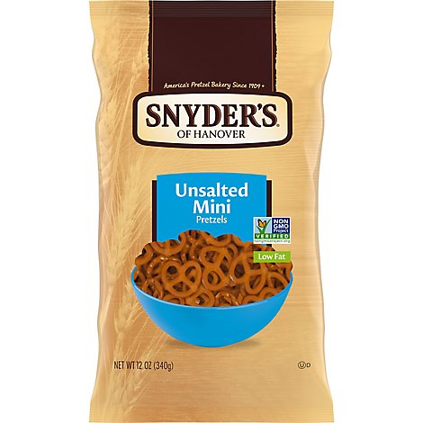 Snyders of Hanover Pretzels Mini Unsalted - 12 Oz