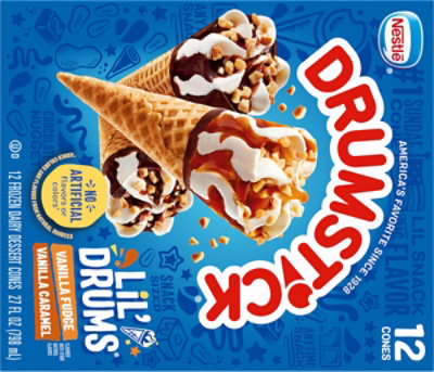 Drumstick Lil Drums Sundae Cones Vanilla With Caramel & Fudge Sauce 12 Count - 27 Fl. Oz. - Image 6