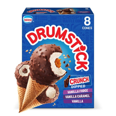 Nestle Drumstick Crunch Dipped Vanilla Caramel And Vanilla Fudge Cones - 8 Count - Image 2
