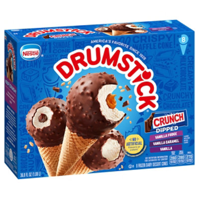 Nestle Drumstick Crunch Dipped Vanilla Caramel And Vanilla Fudge Cones - 8 Count - Image 2
