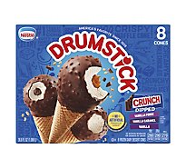 Drumstick Vanilla Caramel and Vanilla Fudge Crunch Dipped Cones - 8 Count