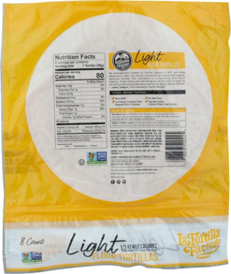 La Tortilla Factory Smart & Delicious Tortillas Flour Light Bag 8 Count - 11 Oz - Image 6