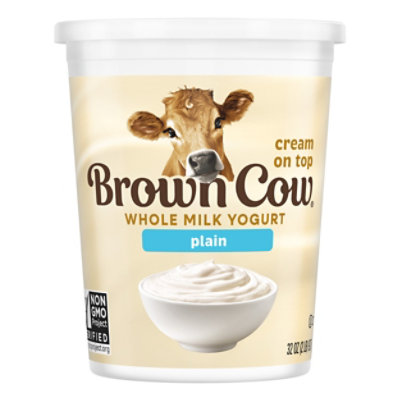 Brown Cow Cream Top Plain Whole Milk Yogurt - 32 Oz