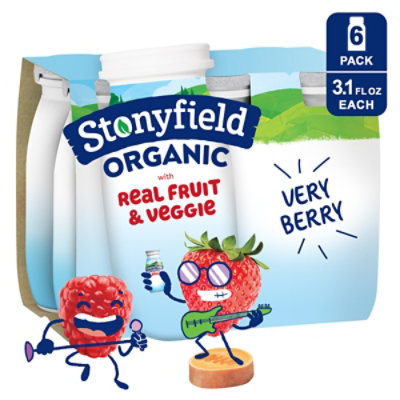 Stonyfield Organic Kids Yogurt Smoothie Lowfat Very Berry - 6-3.1 Fl. Oz.