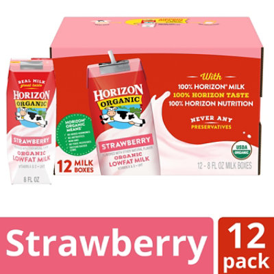 Horizon Organic Shelf-Stable 1% Lowfat Strawberry Milk Boxes - 12-8 Fl. Oz. - Image 1
