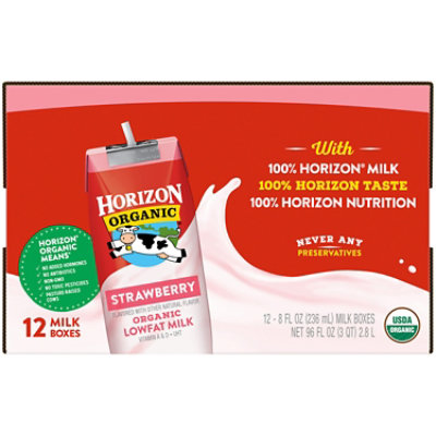 Horizon Organic Shelf-Stable 1% Lowfat Strawberry Milk Boxes - 12-8 Fl. Oz. - Image 2