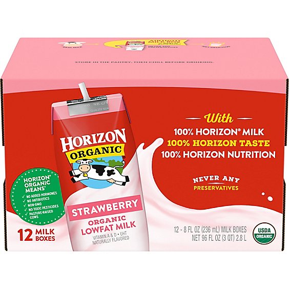 Horizon Organic 1% Lowfat UHT Strawberry Milk - 12-8 Fl. Oz.