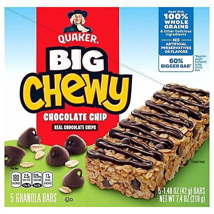 Quaker Big Chewy Granola Bars Chocolate Chip - 5-1.48 Oz - Image 3