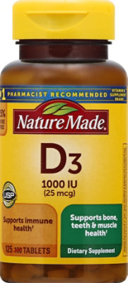 Nature Made Vitamin D Supplement Tablets D3 1000 IU - 125 Count - Image 2