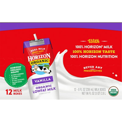 Horizon Organic Shelf-Stable 1% Lowfat Vanilla Milk Boxes - 12-8 Fl. Oz. - Image 2
