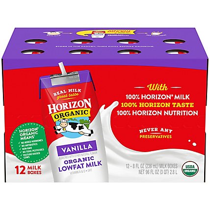 Horizon Organic 1% Lowfat UHT Vanilla Milk - 12-8 Fl. Oz. - Image 1