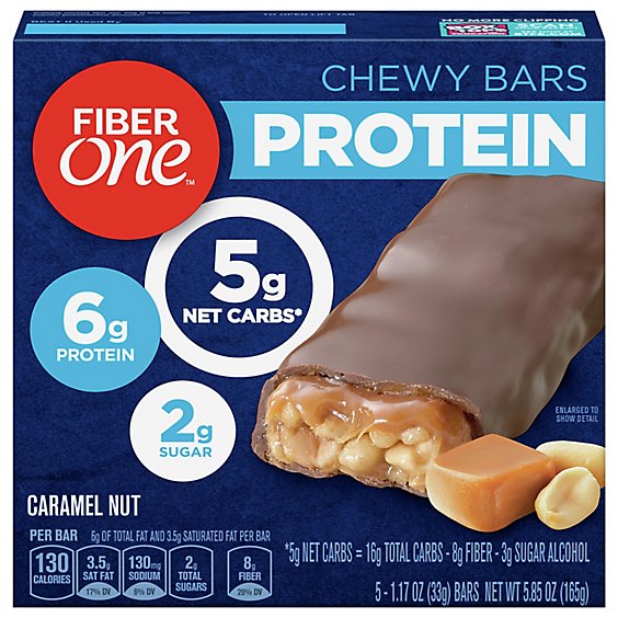 Fiber One Protein Chewy Bars Caramel Nut - 5-1.17 Oz