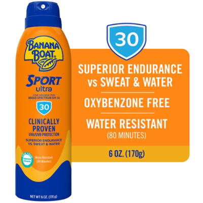 Banana Boat Sport Performance Broad Spectrum SPF 30 Clear Sunscreen Spray- 6 Oz